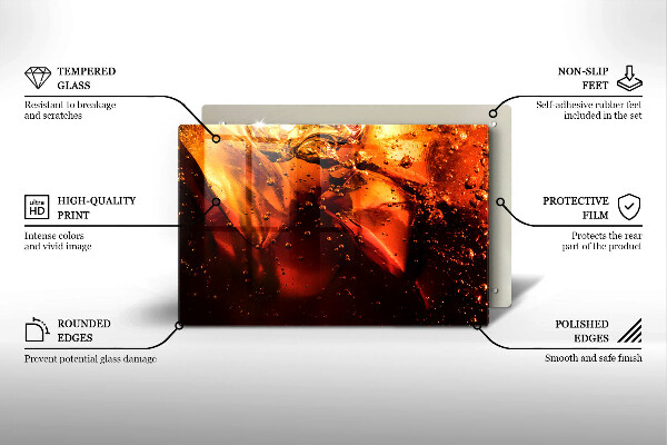 Tabla de cortar de vidrio Bebida de cola con hielo