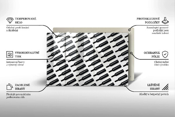 Tabla de cortar de vidrio Botellas de vino negro