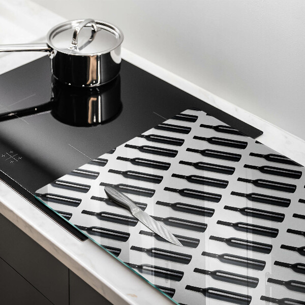 Tabla de cortar de vidrio Botellas de vino negro