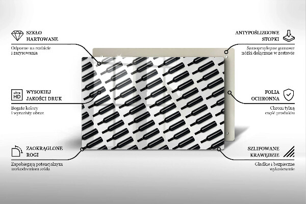 Tabla de cortar de vidrio Botellas de vino negro