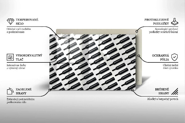 Tabla de cortar de vidrio Botellas de vino negro
