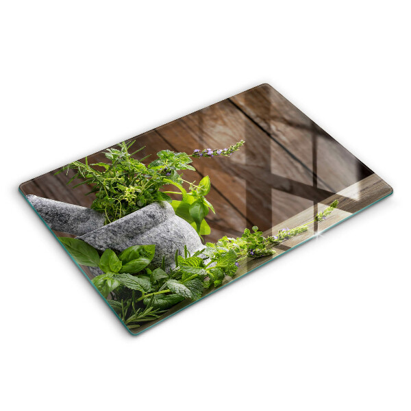Tabla de cortar de vidrio Hierbas verdes