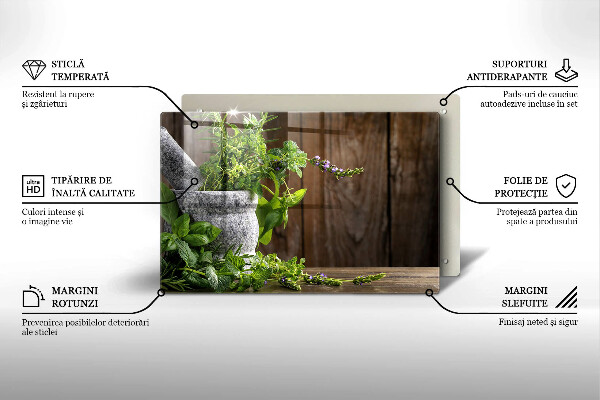 Tabla de cortar de vidrio Hierbas verdes