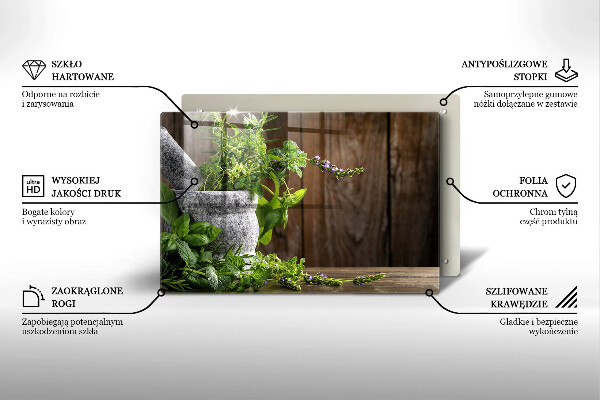 Tabla de cortar de vidrio Hierbas verdes