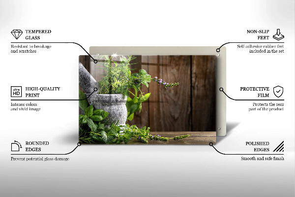 Tabla de cortar de vidrio Hierbas verdes