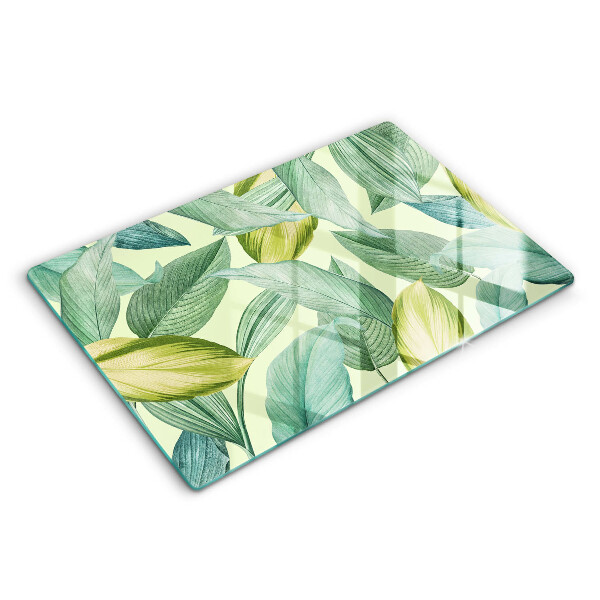 Tabla de cortar de vidrio Hojas tropicales verdes