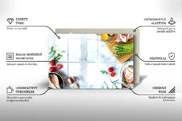 Tabla de cortar de vidrio Ingredientes en la cocina