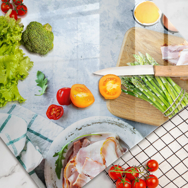 Tabla de cortar de vidrio Ingredientes en la cocina