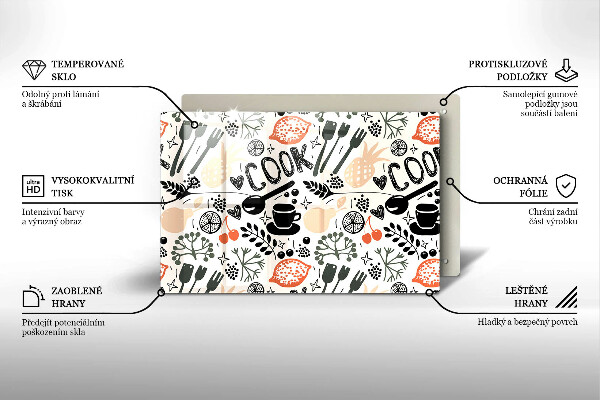 Tabla de cortar de vidrio Motivo de cocina de dibujos animados