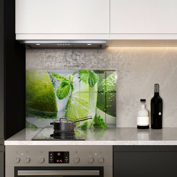 Tabla de cortar de vidrio Agua con lima y hielo