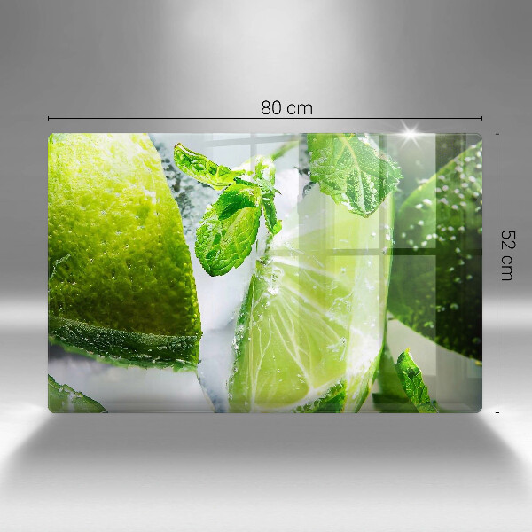 Tabla de cortar de vidrio Agua con lima y hielo