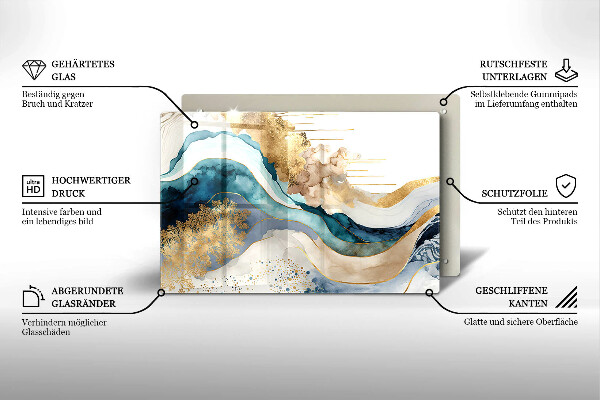 Tabla de cortar de vidrio Mármol colorido