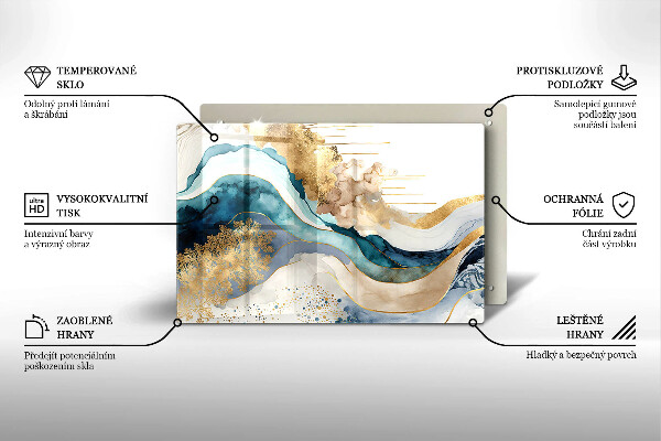 Tabla de cortar de vidrio Mármol colorido