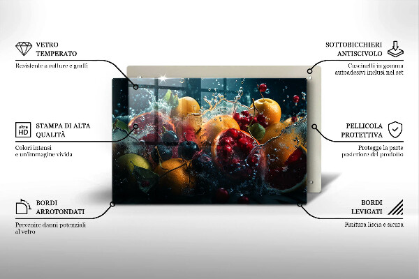 Tabla de cortar de vidrio Frutas en agua