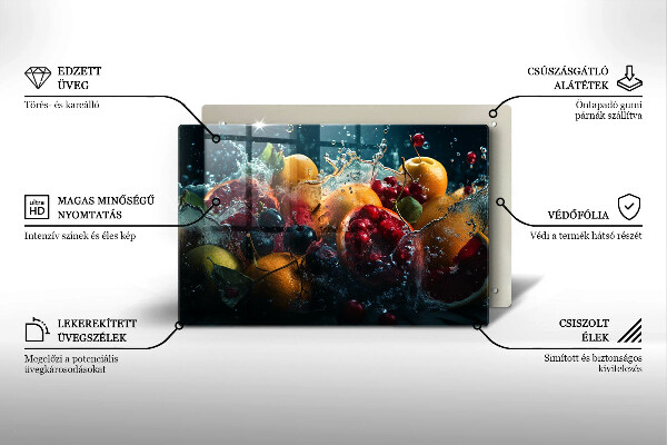 Tabla de cortar de vidrio Frutas en agua