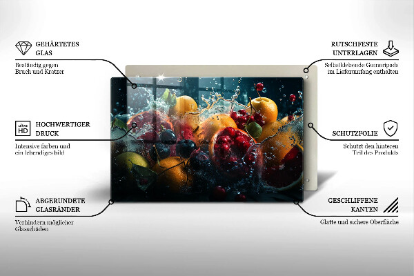 Tabla de cortar de vidrio Frutas en agua