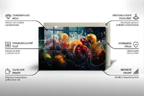 Tabla de cortar de vidrio Frutas en agua