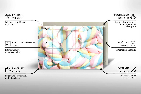 Tabla de cortar de vidrio Malvaviscos coloridos