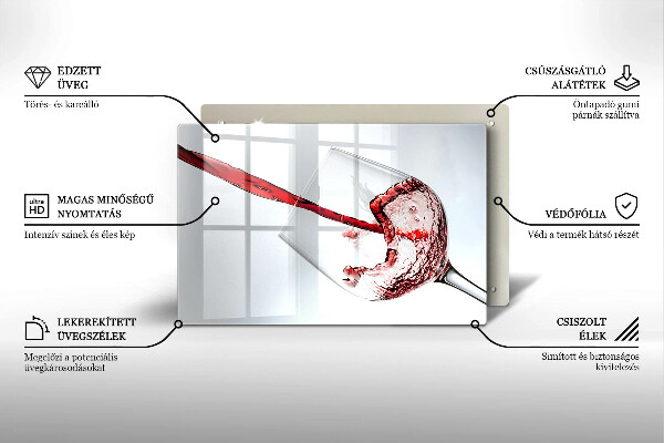 Tabla de cortar de vidrio Vino tinto