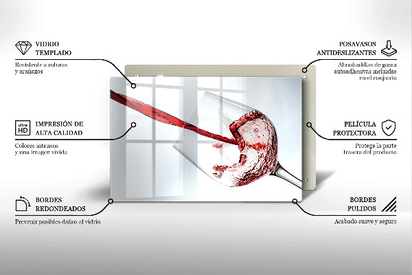 Tabla de cortar de vidrio Vino tinto
