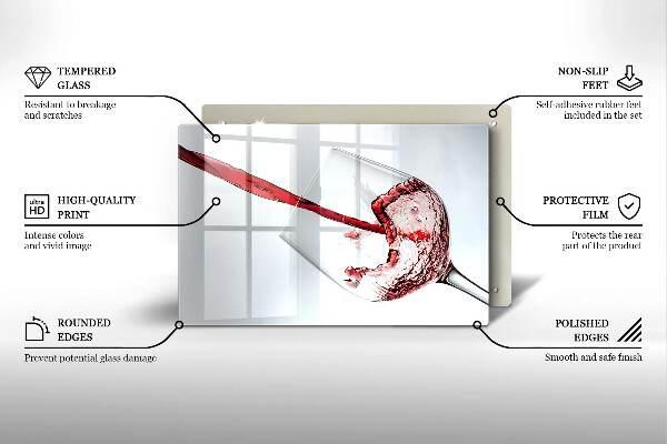Tabla de cortar de vidrio Vino tinto