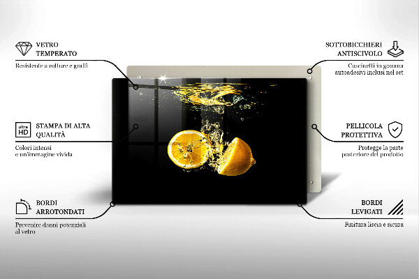 Tabla de cortar de vidrio Fruta jugosa de limón