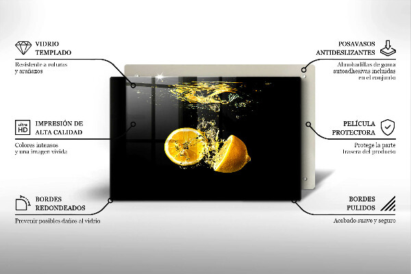 Tabla de cortar de vidrio Fruta jugosa de limón