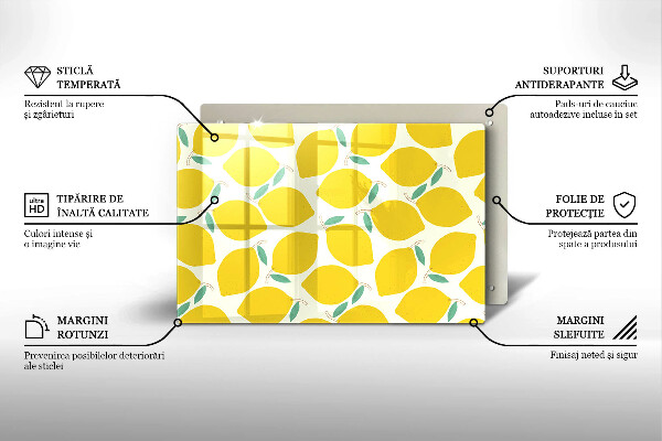 Tabla de cortar de vidrio Limones de dibujos animados
