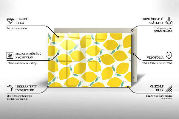 Tabla de cortar de vidrio Limones de dibujos animados