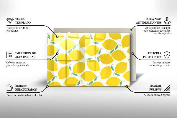 Tabla de cortar de vidrio Limones de dibujos animados