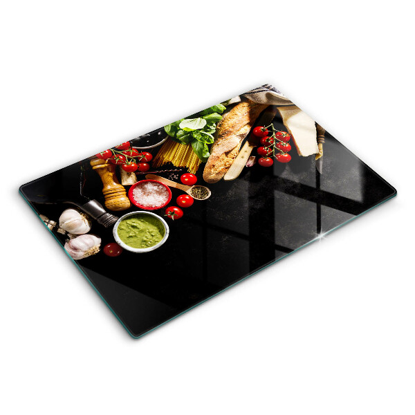 Tabla de cortar de vidrio Ingredientes y especias italianas