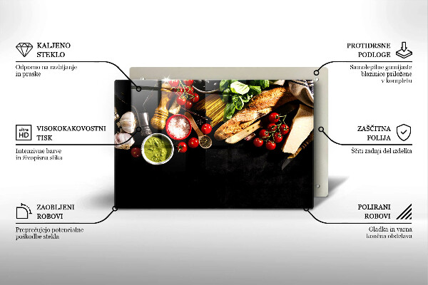 Tabla de cortar de vidrio Ingredientes y especias italianas