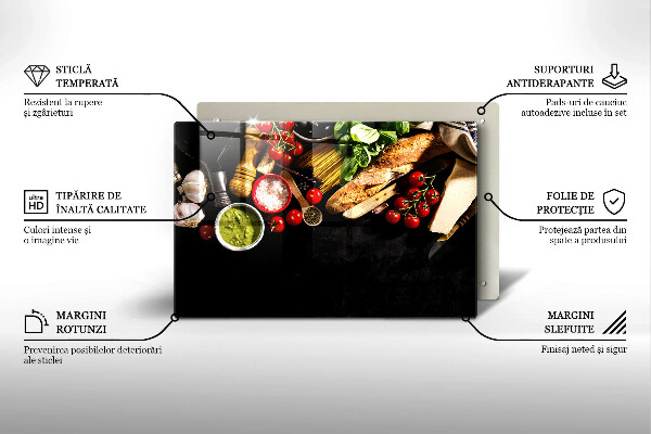 Tabla de cortar de vidrio Ingredientes y especias italianas