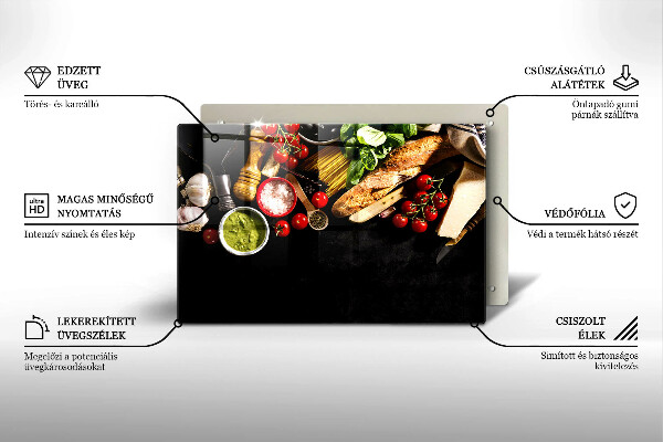 Tabla de cortar de vidrio Ingredientes y especias italianas