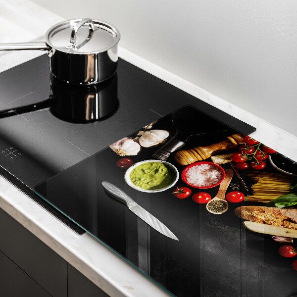 Tabla de cortar de vidrio Ingredientes y especias italianas