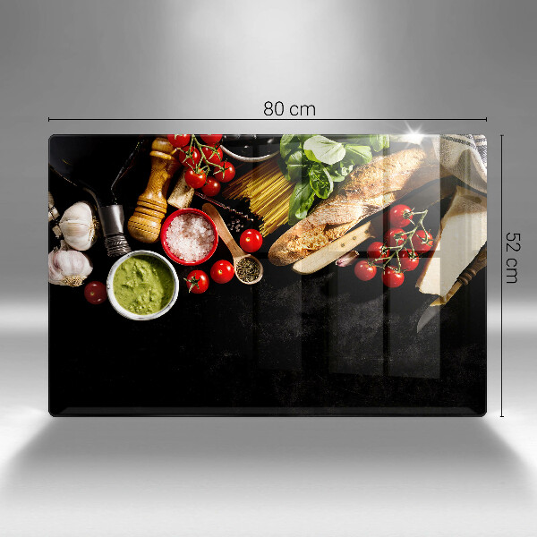 Tabla de cortar de vidrio Ingredientes y especias italianas