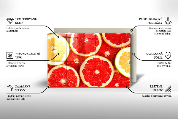 Tabla de cortar de vidrio Rodajas de pomelo