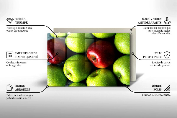 Tabla de cortar de vidrio Manzanas jugosas