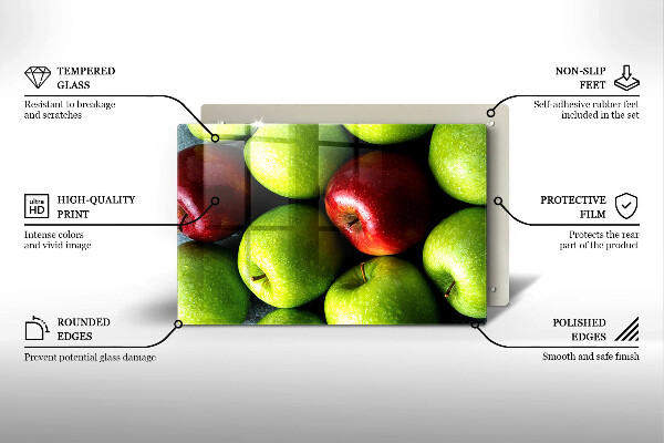 Tabla de cortar de vidrio Manzanas jugosas