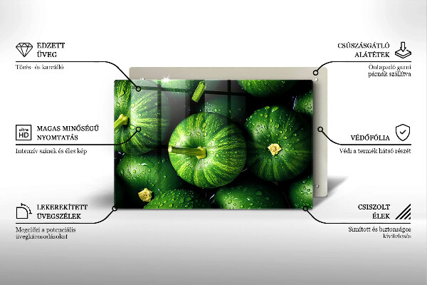 Tabla de cortar de vidrio Calabazas verdes