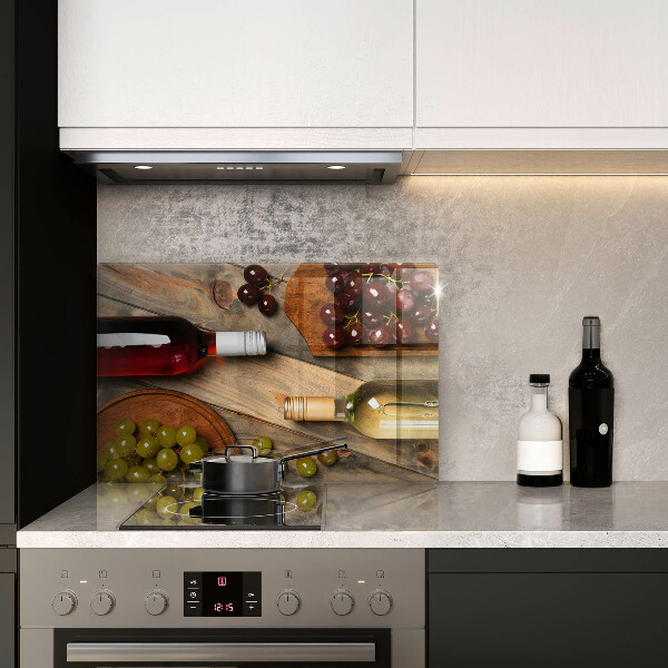 Tabla de cortar de vidrio Botellas de vino y uvas