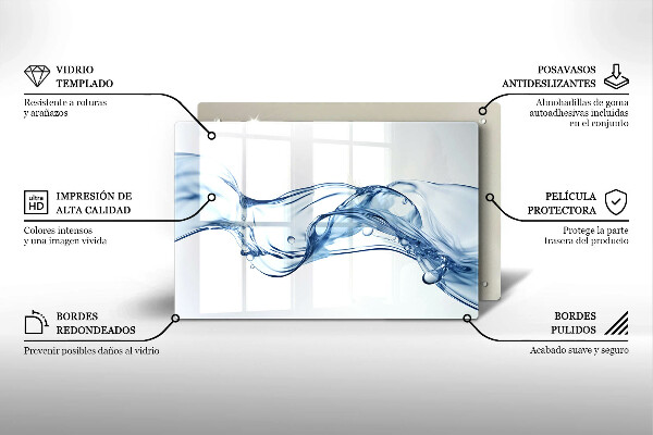 Tabla de cortar de vidrio Agua cristalina