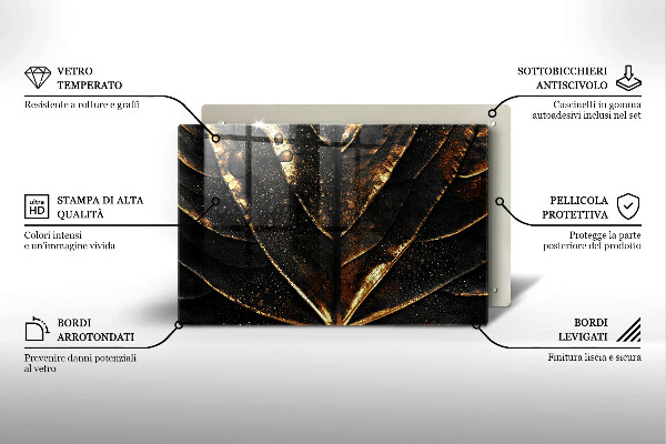 Tabla de cortar de vidrio Hoja de oro