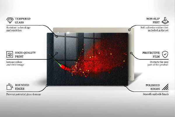 Tabla de cortar de vidrio Pimiento picante