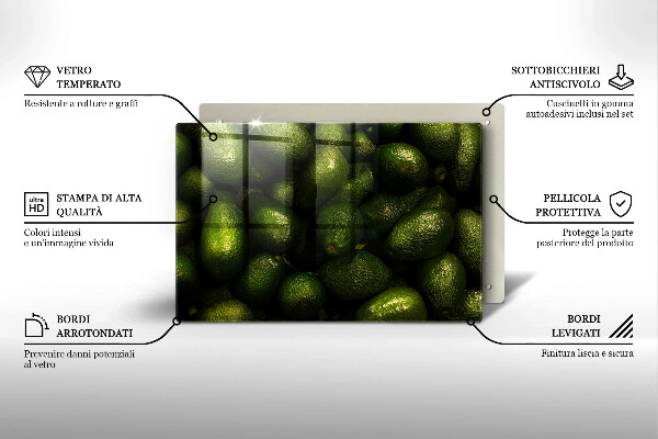 Tabla de cortar de vidrio Fruta de aguacate