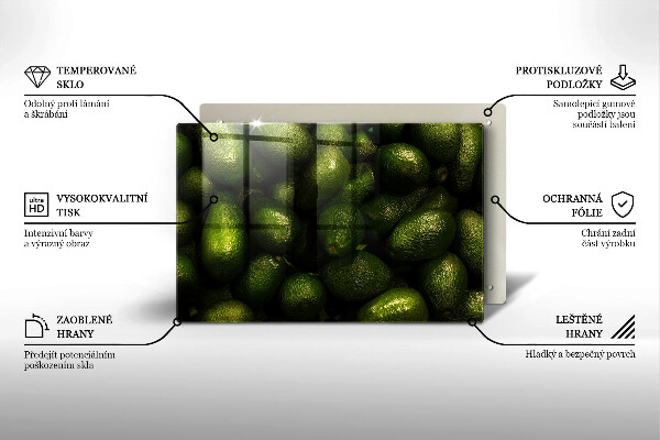 Tabla de cortar de vidrio Fruta de aguacate