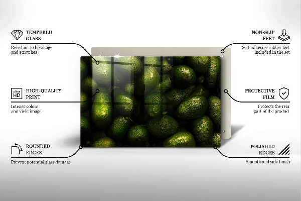 Tabla de cortar de vidrio Fruta de aguacate