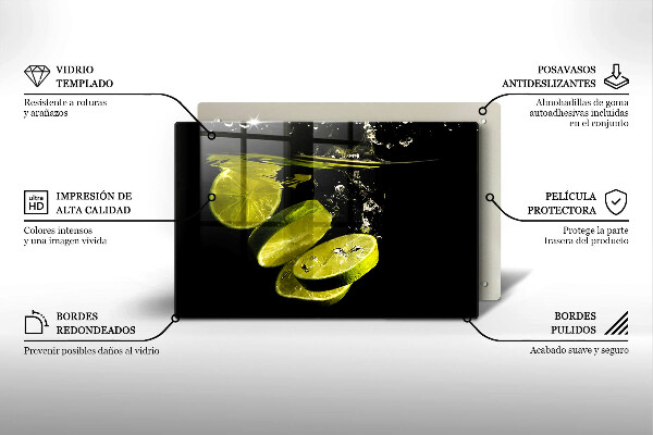 Tabla de cortar de vidrio Limas en agua