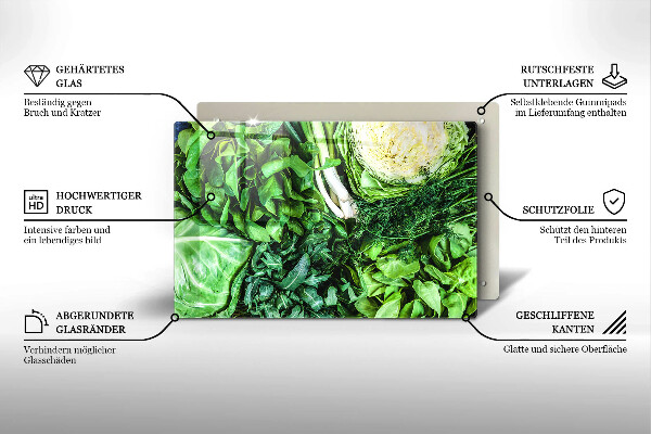 Tabla de cortar de vidrio Vegetales verdes