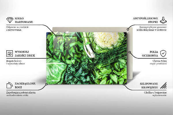 Tabla de cortar de vidrio Vegetales verdes